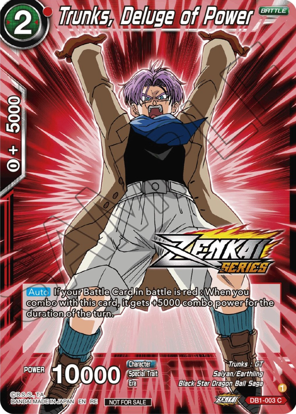 Trunks, Deluge of Power (Event Pack 12) (DB1-003) [Tournament Promotion Cards] | Arkham Games and Comics