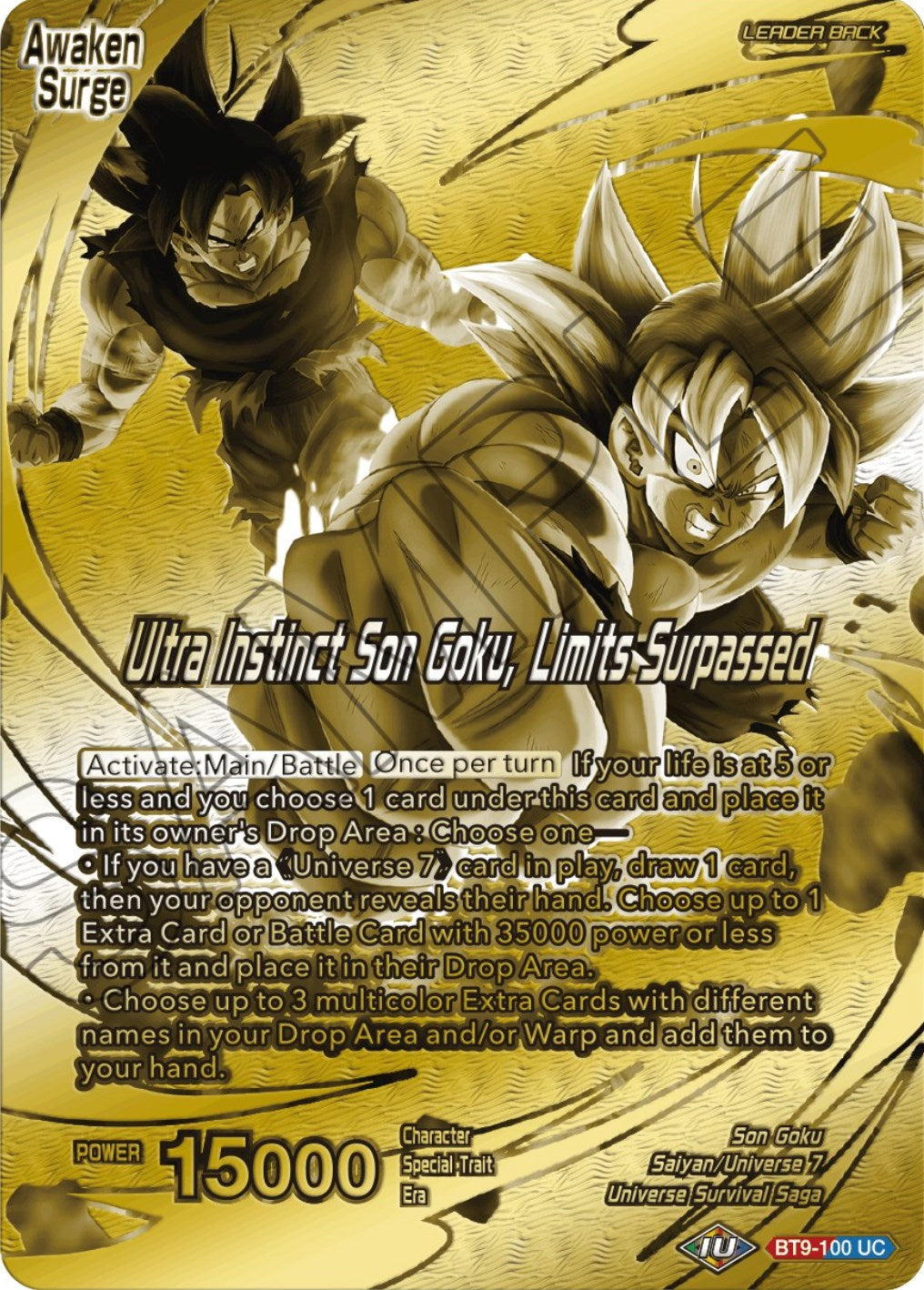 Son Goku // Ultra Instinct Son Goku, Limits Surpassed (Championship 2023 Golden Card Vol.2, Version 1) (BT9-100) [Tournament Promotion Cards] | Arkham Games and Comics