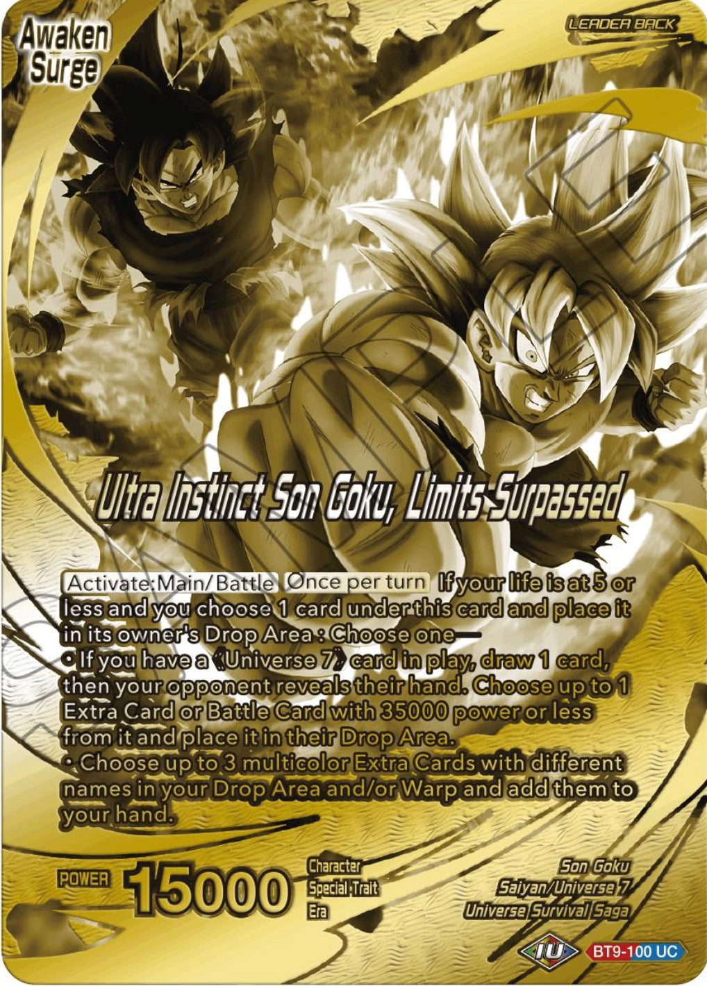 Son Goku // Ultra Instinct Son Goku, Limits Surpassed (Championship 2023 Golden Card Vol.2, Version 2) (BT9-100) [Tournament Promotion Cards] | Arkham Games and Comics