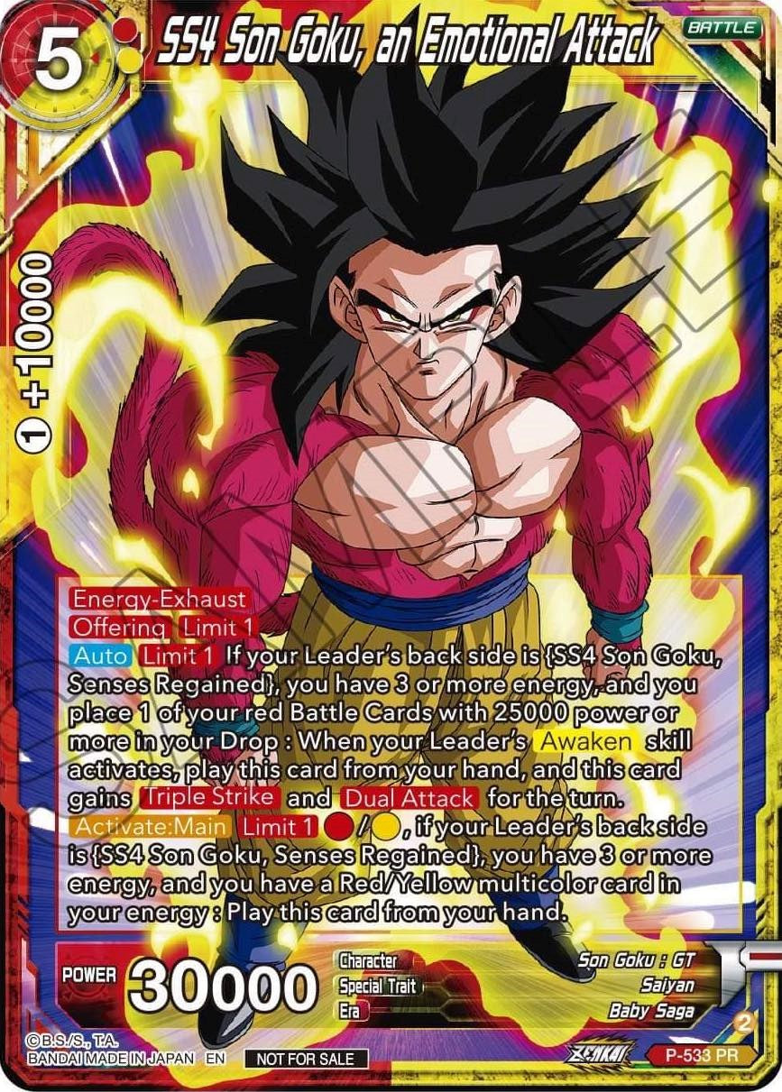 SS4, Son Goku, an Emotional Attack (Zenkai Series Tournament Pack Vol.5) (P-533) [Tournament Promotion Cards] | Arkham Games and Comics