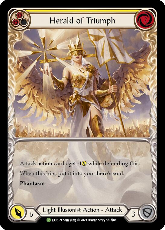 Herald of Triumph (Yellow) [FAB159] (Promo)  Rainbow Foil | Arkham Games and Comics