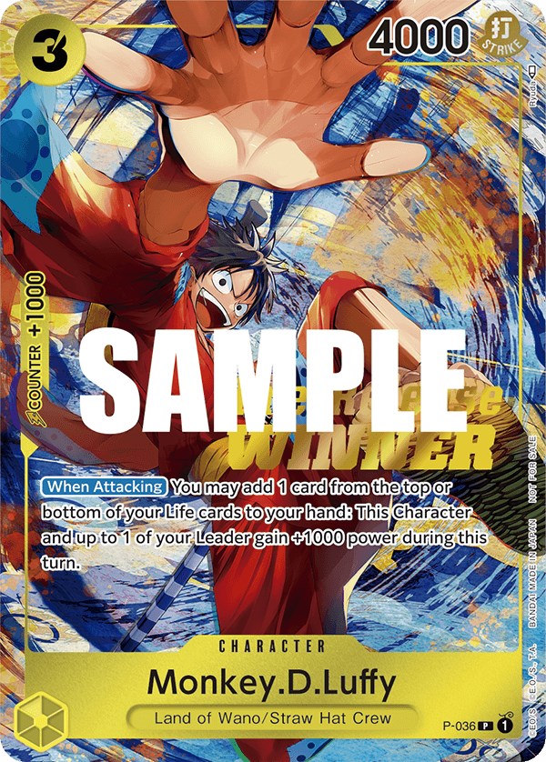 Monkey.D.Luffy (Pre-Release Tournament) [Winner] [One Piece Promotion Cards] | Arkham Games and Comics