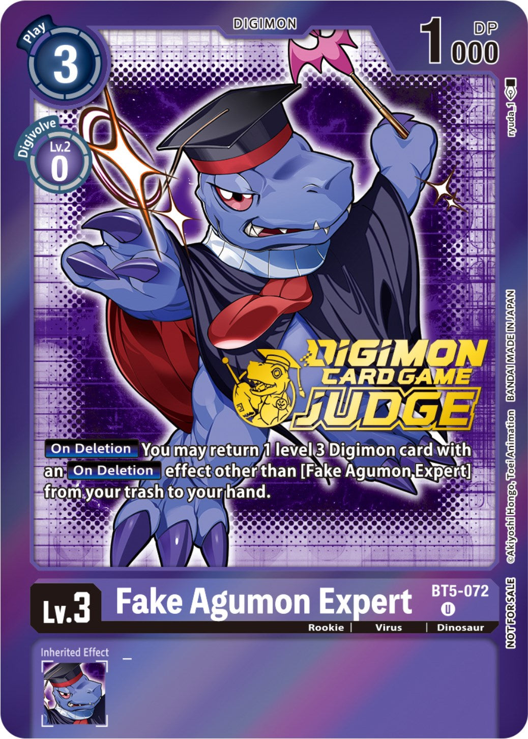 Fake Agumon Expert [BT5-072] (Judge Pack 4) [Battle of Omni Promos] | Arkham Games and Comics