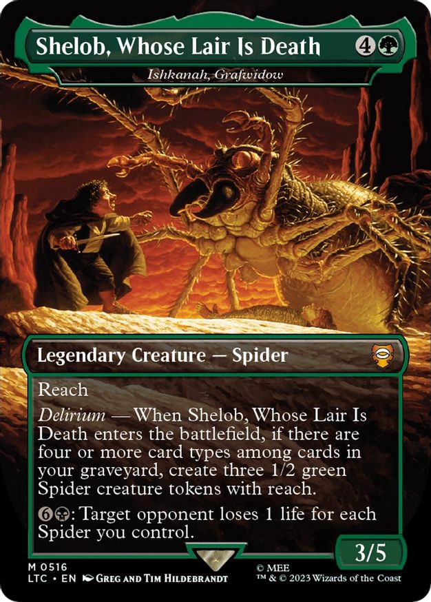 Shelob, Whose Lair Is Death - Ishkanah, Grafwidow (Borderless) [The Lord of the Rings: Tales of Middle-Earth Commander] | Arkham Games and Comics