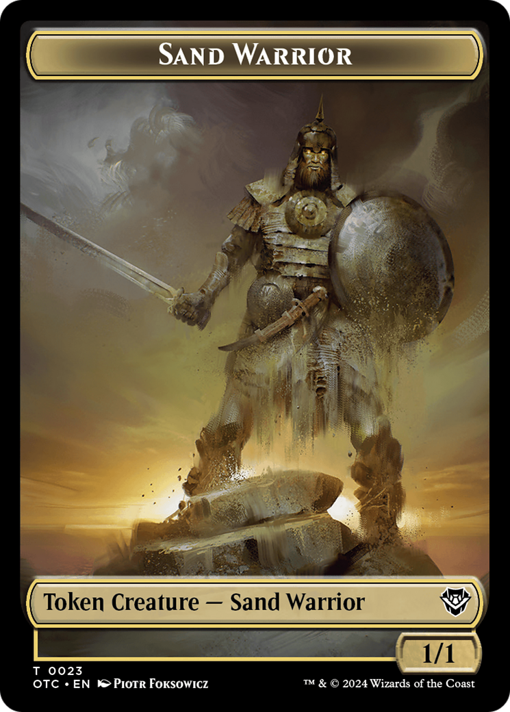 Plant // Sand Warrior Double-Sided Token [Outlaws of Thunder Junction Commander Tokens] | Arkham Games and Comics