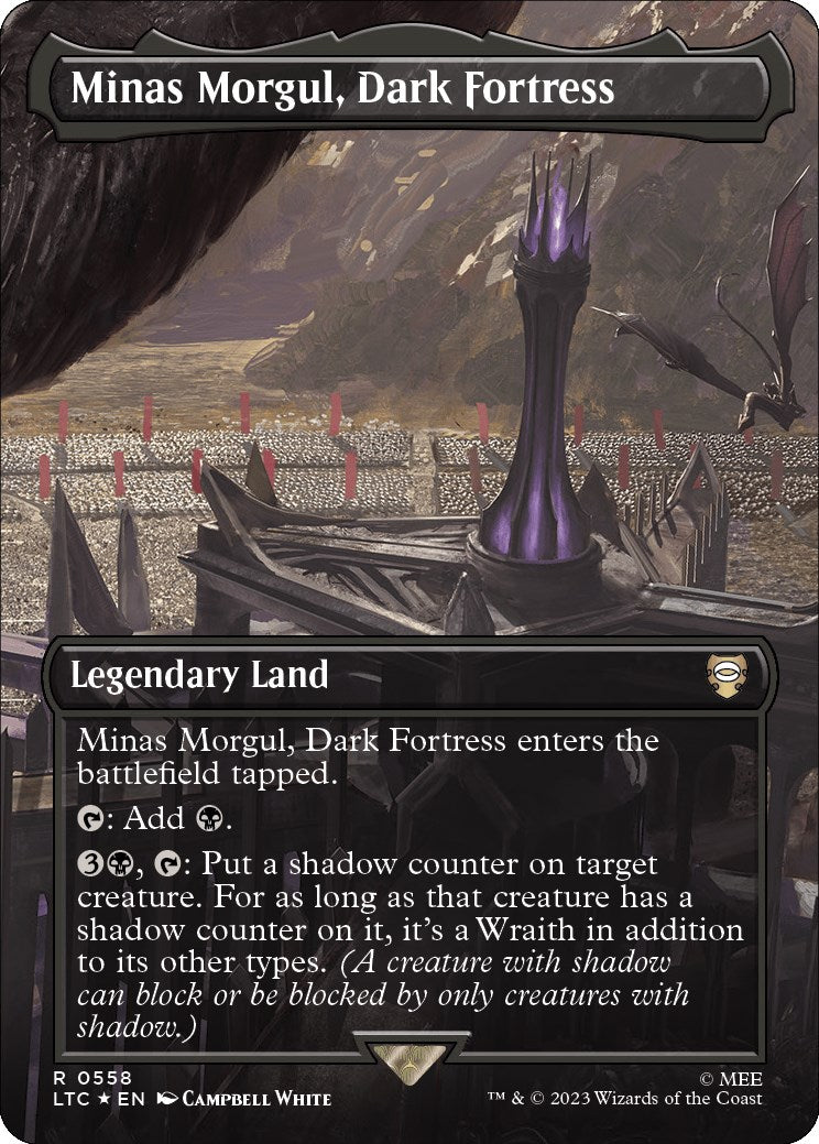 Minas Morgul, Dark Fortress (Borderless) (Surge Foil) [The Lord of the Rings: Tales of Middle-Earth Commander] | Arkham Games and Comics