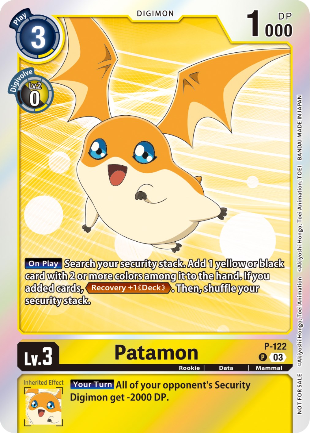 Patamon [P-122] (Tamer Party Pack -The Beginning- Ver. 2.0) [Promotional Cards] | Arkham Games and Comics