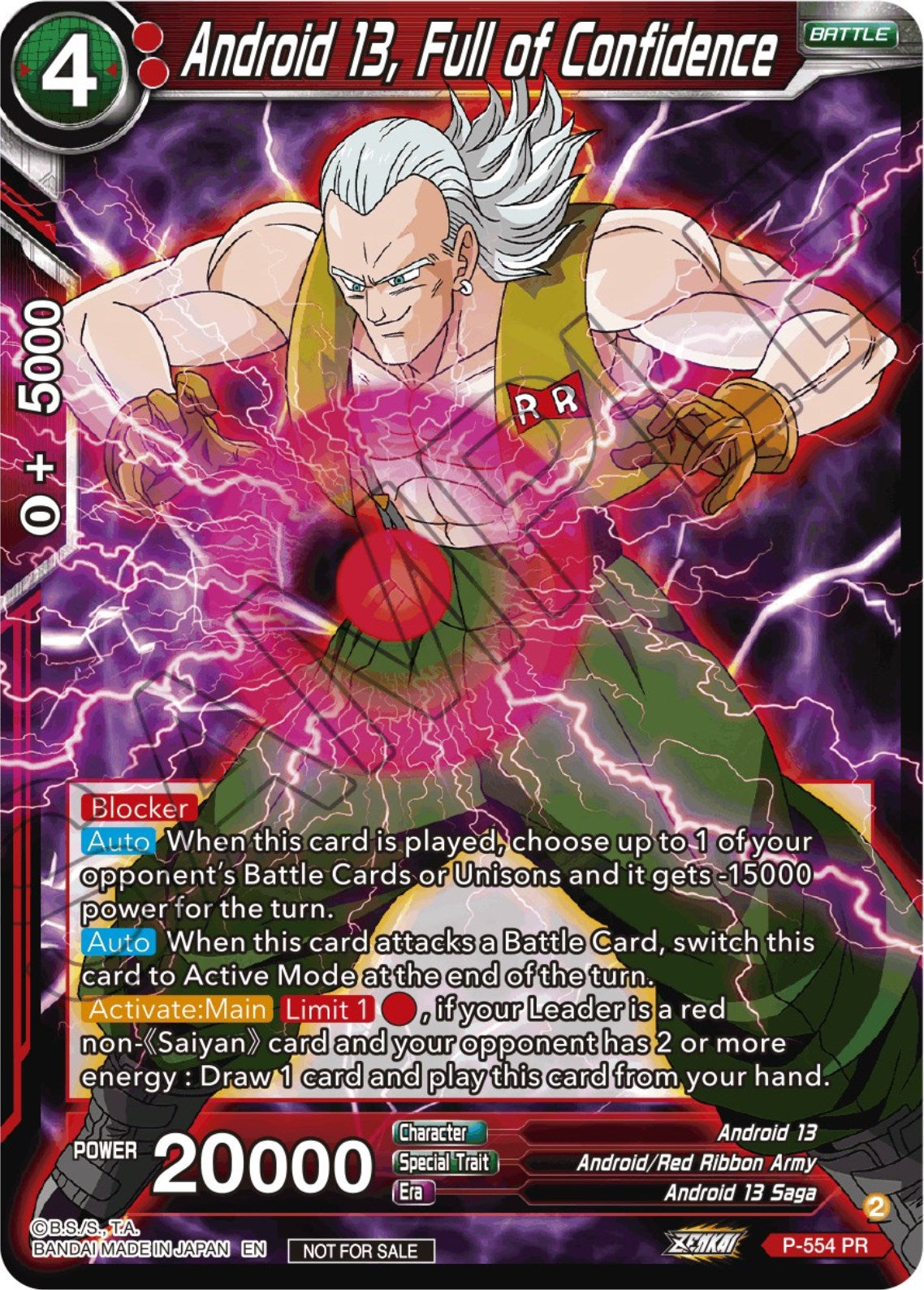 Android 13, Full of Confidence (Zenkai Series Tournament Pack Vol.6) (P-554) [Tournament Promotion Cards] | Arkham Games and Comics