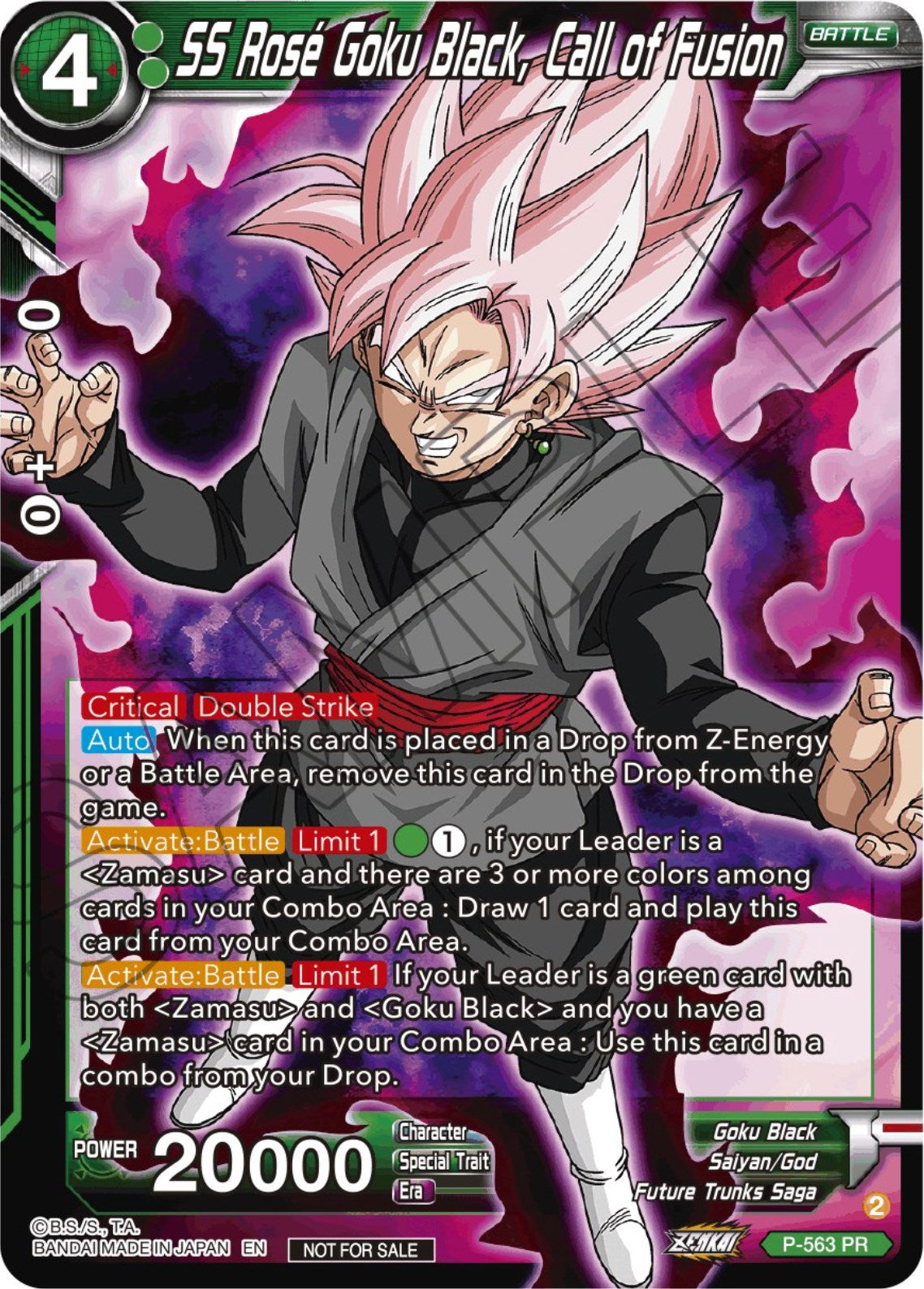 SS Rose Goku Black, Call of Fusion (Zenkai Series Tournament Pack Vol.6) (P-563) [Tournament Promotion Cards] | Arkham Games and Comics