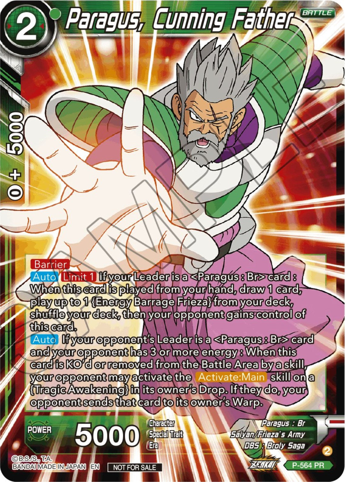 Paragus, Cunning Father (Zenkai Series Tournament Pack Vol.6) (P-564) [Tournament Promotion Cards] | Arkham Games and Comics