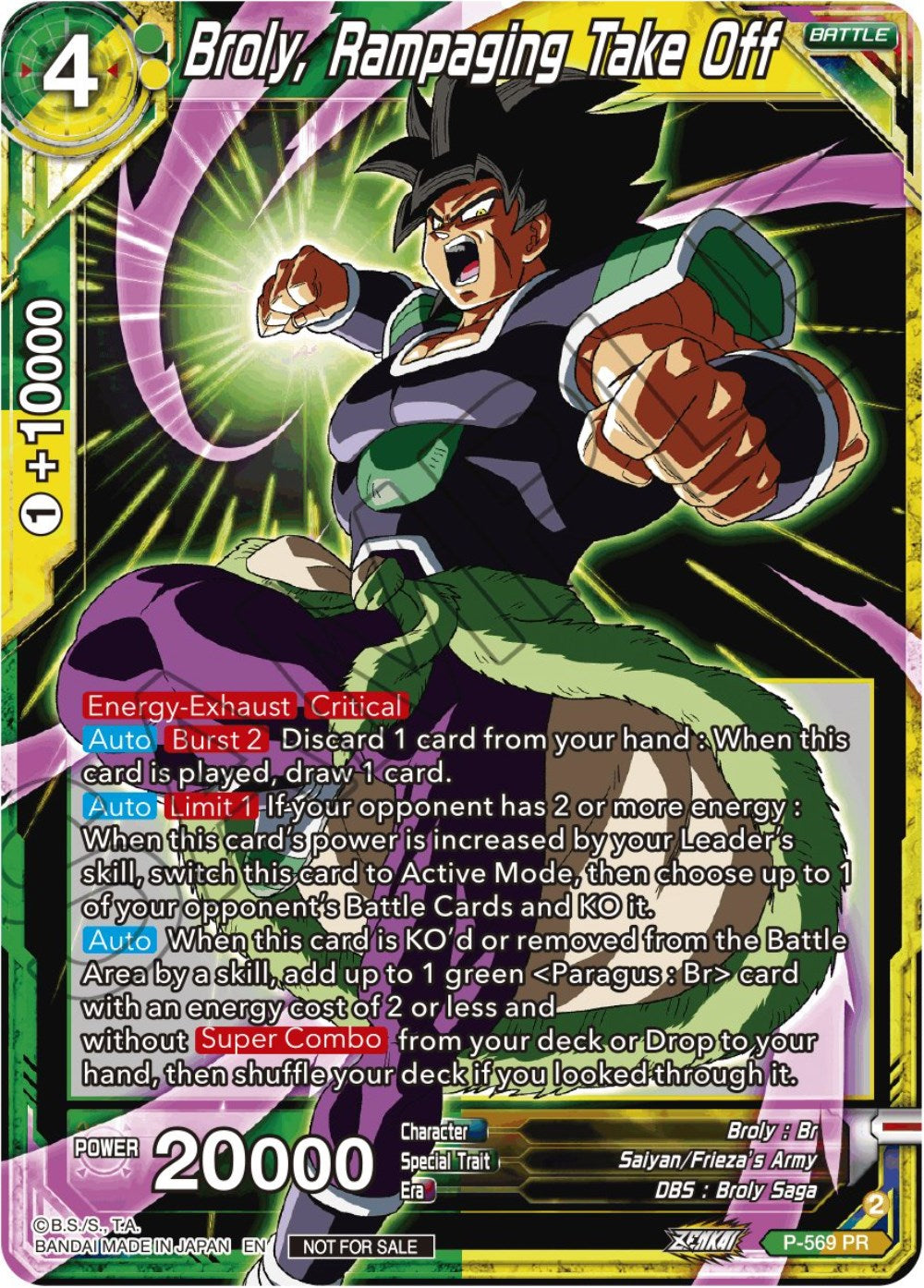 Broly, Rampaging Take Off (Zenkai Series Tournament Pack Vol.6) (P-569) [Tournament Promotion Cards] | Arkham Games and Comics