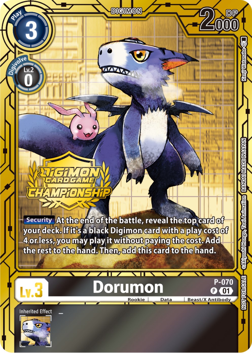 Dorumon [P-070] (Championship 2023 Gold Card Set) [Promotional Cards] | Arkham Games and Comics