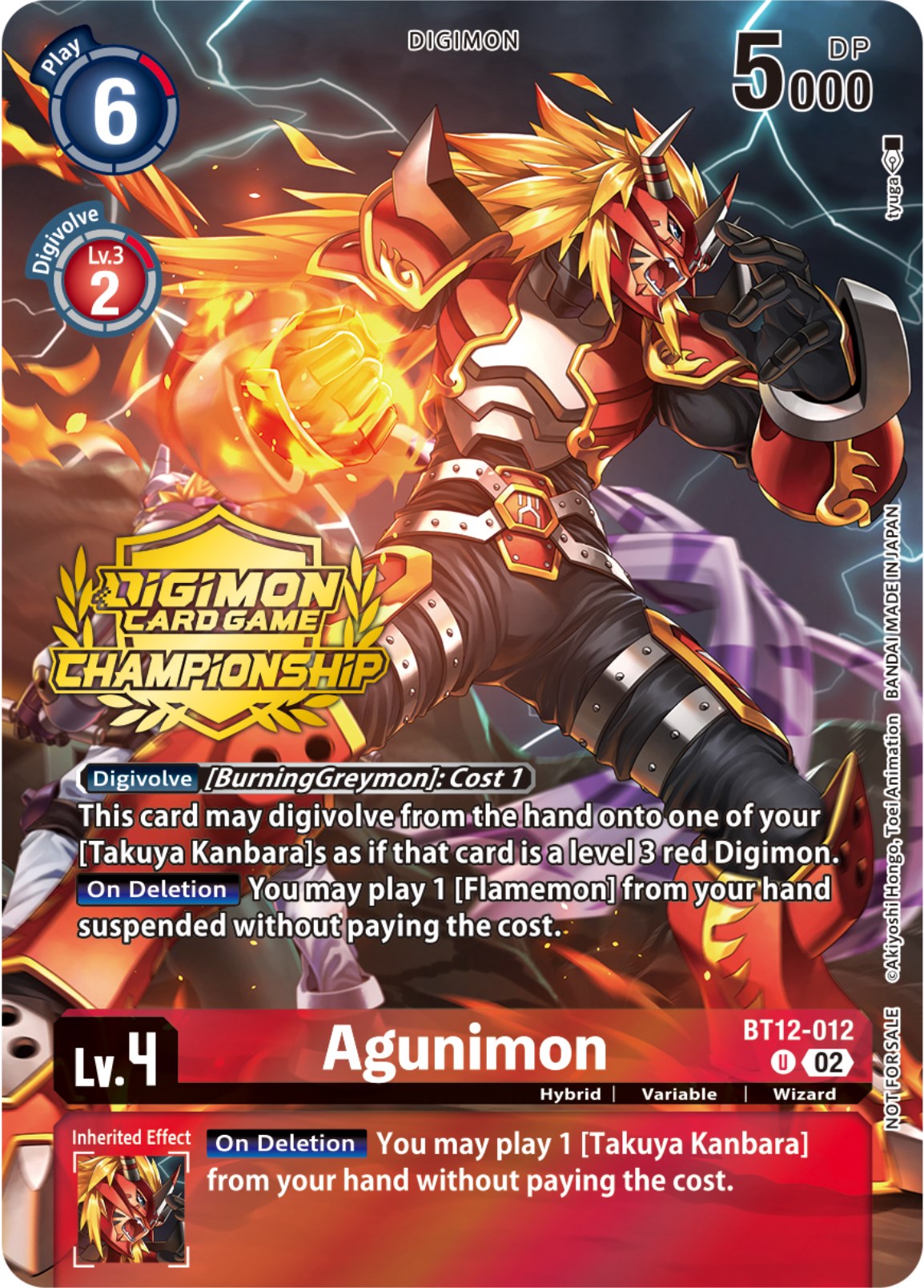 Agunimon [BT12-012] (Championship 2023 Tamers Pack) [Across Time Promos] | Arkham Games and Comics