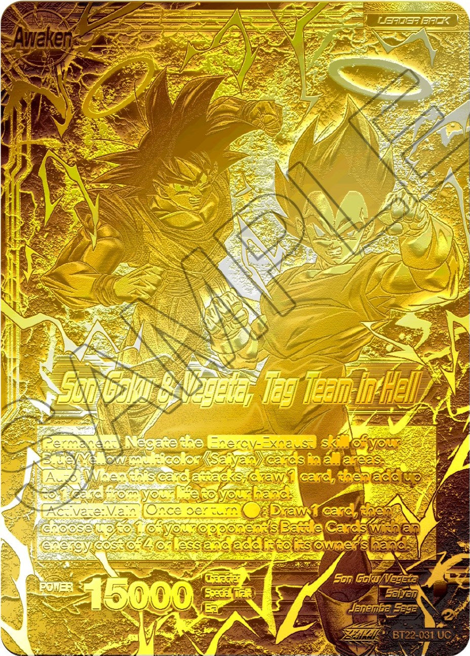 Son Goku // Son Goku & Vegeta, Tag Team in Hell (2023 Championship Finals) (Gold Metal Foil) (BT22-031) [Tournament Promotion Cards] | Arkham Games and Comics