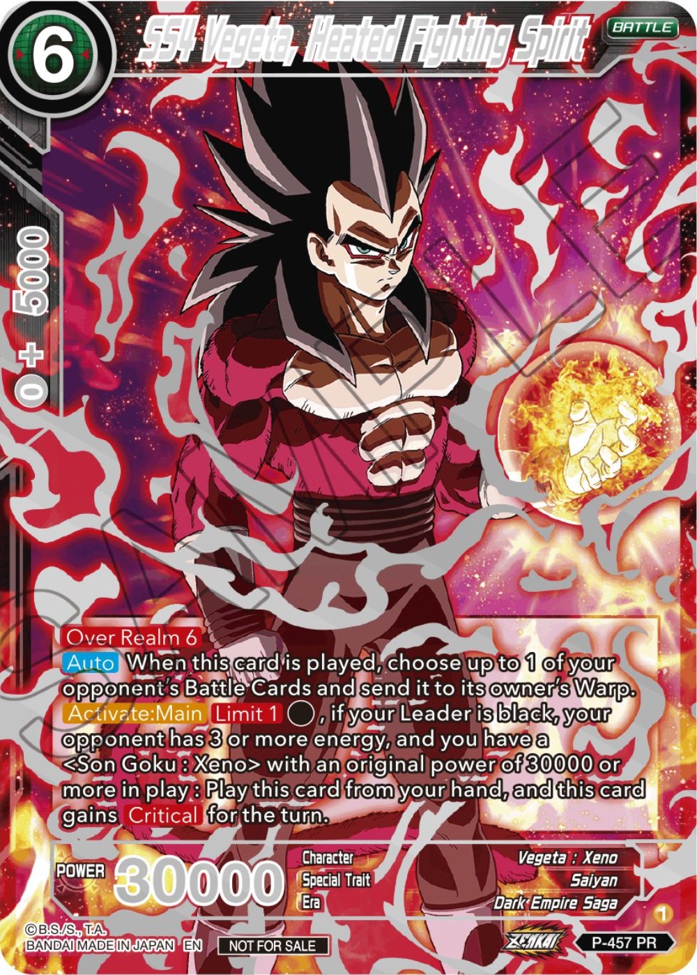 SS4 Vegeta, Heated Fighting Spirit (Championship 2023 Reward Alternate Art Card Set) (Holo) (P-457) [Tournament Promotion Cards] | Arkham Games and Comics