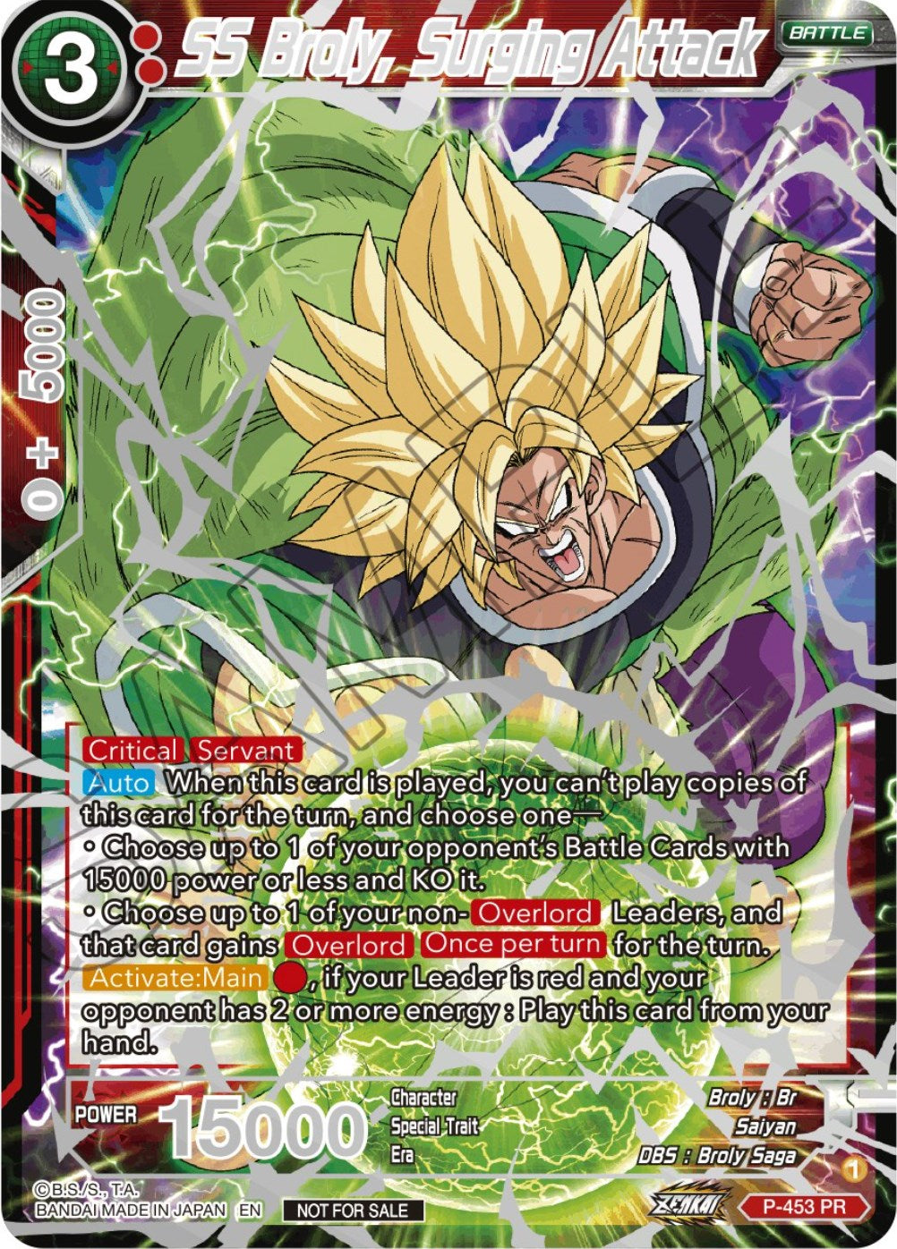 SS Broly, Surging Attack (Championship 2023 Reward Alternate Art Card Set) (Holo) (P-453) [Tournament Promotion Cards] | Arkham Games and Comics