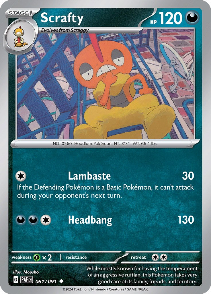 Scrafty (061/091) [Scarlet & Violet: Paldean Fates] | Arkham Games and Comics