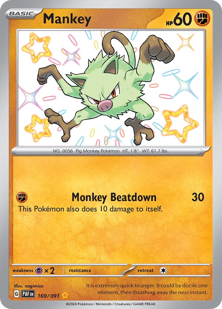 Mankey (169/091) [Scarlet & Violet: Paldean Fates] | Arkham Games and Comics