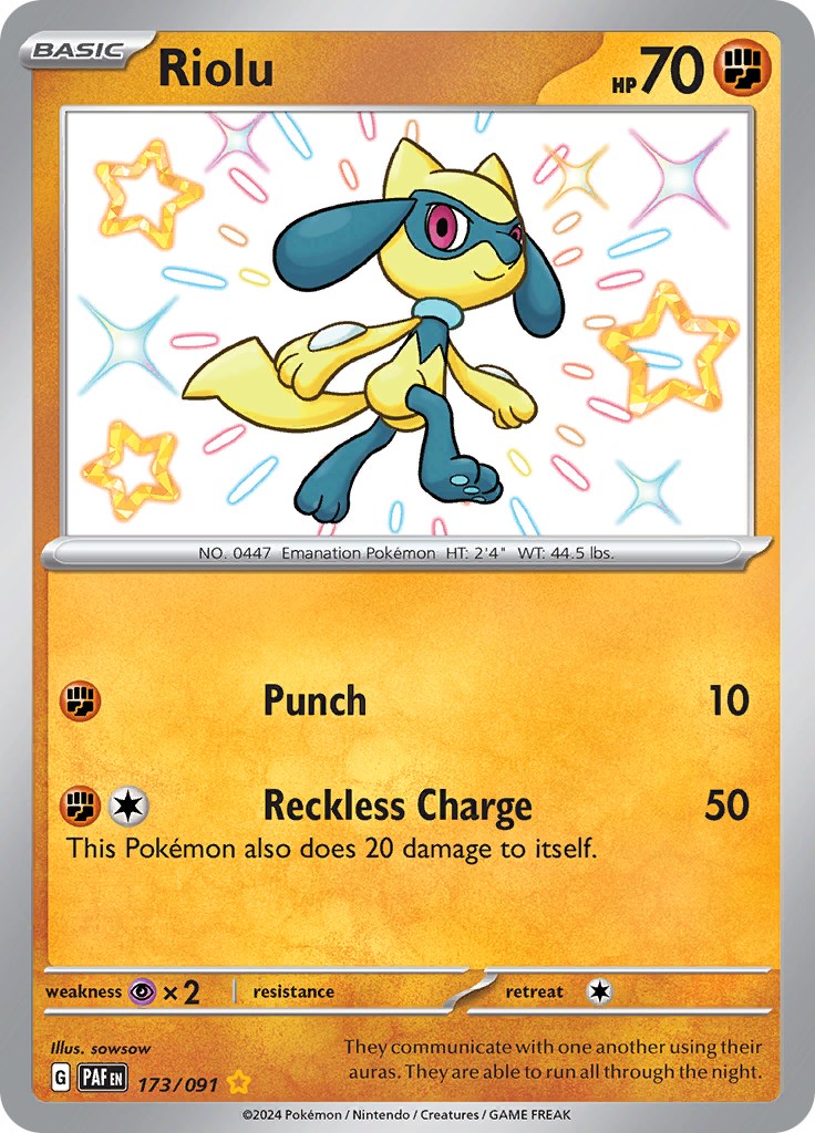 Riolu (173/091) [Scarlet & Violet: Paldean Fates] | Arkham Games and Comics