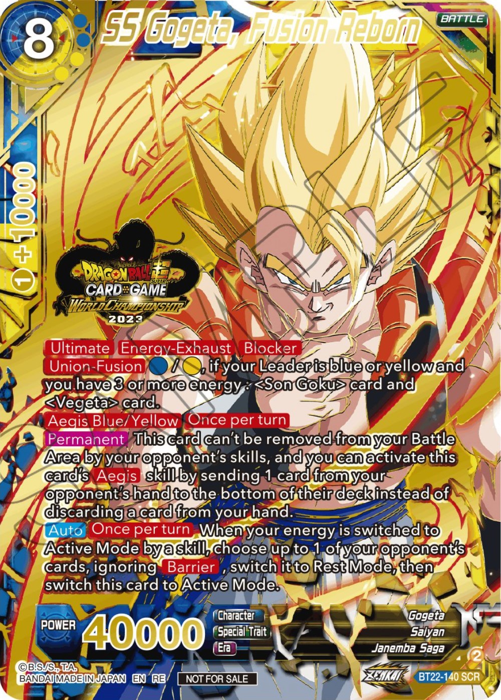 SS Gogeta, Fusion Reborn (2023 World Championship Stamp) (BT22-140) [Tournament Promotion Cards] | Arkham Games and Comics