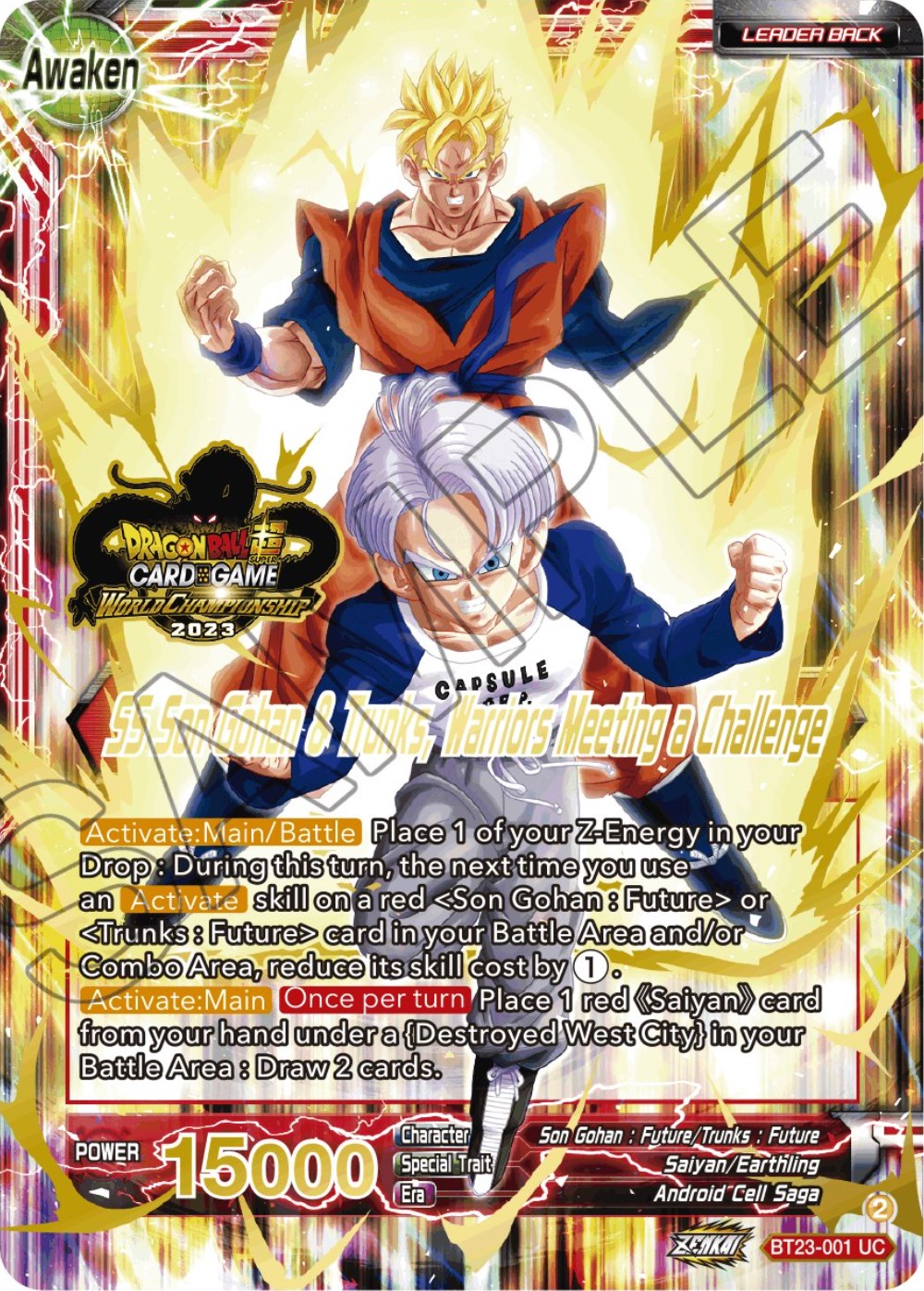 Son Gohan & Trunks // SS Son Gohan & Trunks, Warriors Meeting a Challenge (2023 Worlds ZENKAI 06 Leader Set) (BT23-001) [Tournament Promotion Cards] | Arkham Games and Comics