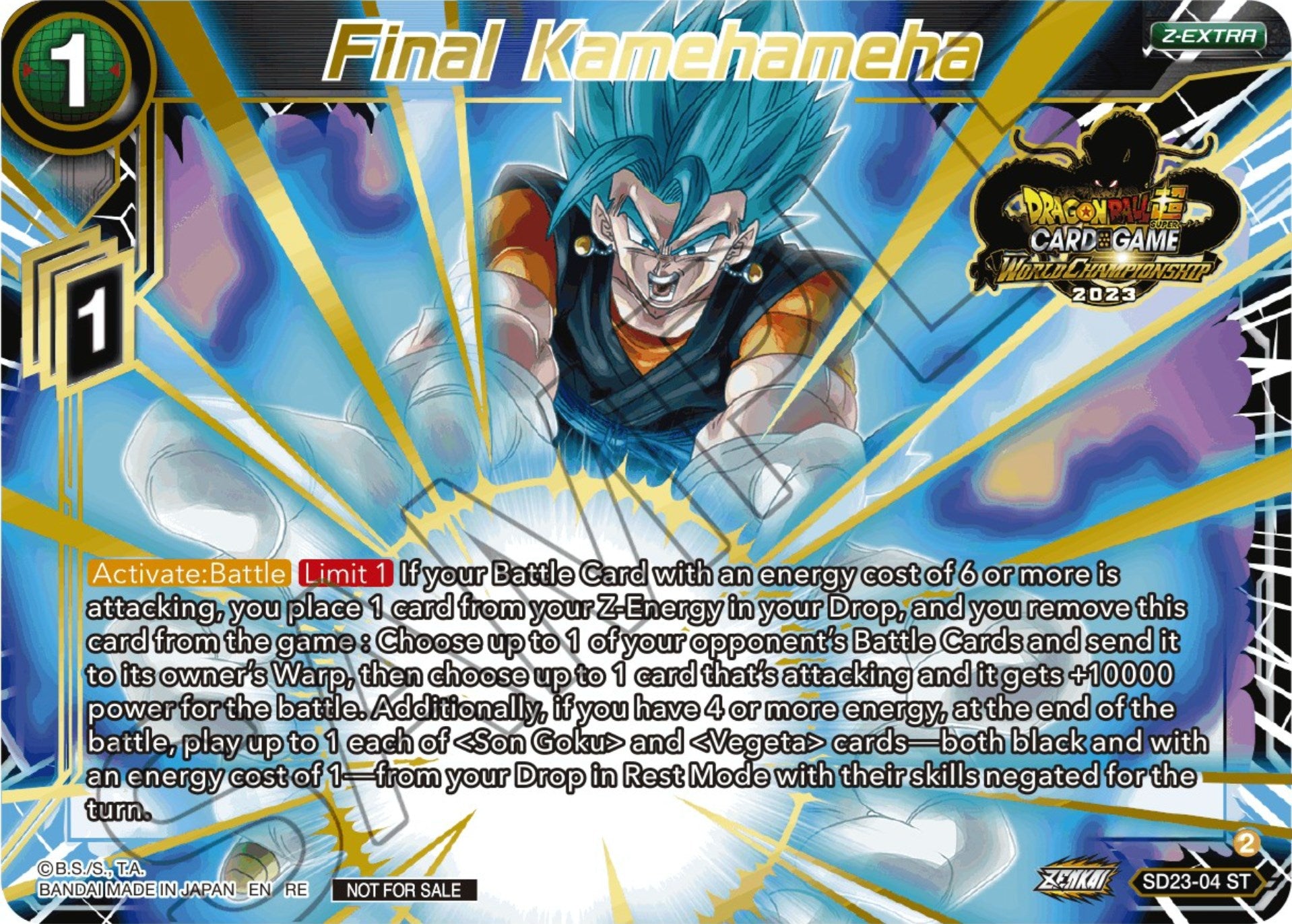 Final Kamehameha (2023 World Championship Z-Extra Card Set) (SD23-04) [Tournament Promotion Cards] | Arkham Games and Comics