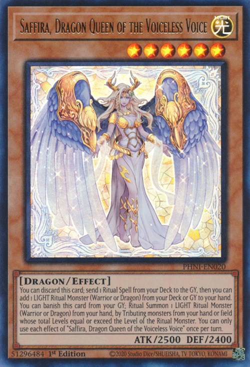 Saffira, Dragon Queen of the Voiceless Voice [PHNI-EN020] Ultra Rare | Arkham Games and Comics