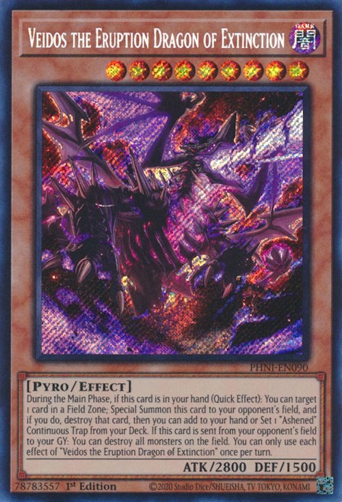 Veidos the Eruption Dragon of Extinction [PHNI-EN090] Secret Rare | Arkham Games and Comics