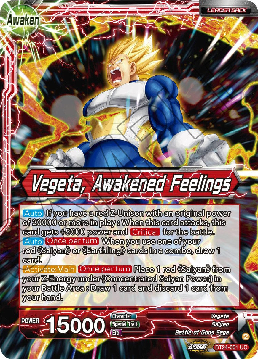 Vegeta // Vegeta, Awakened Feelings (BT24-001) [Beyond Generations] | Arkham Games and Comics