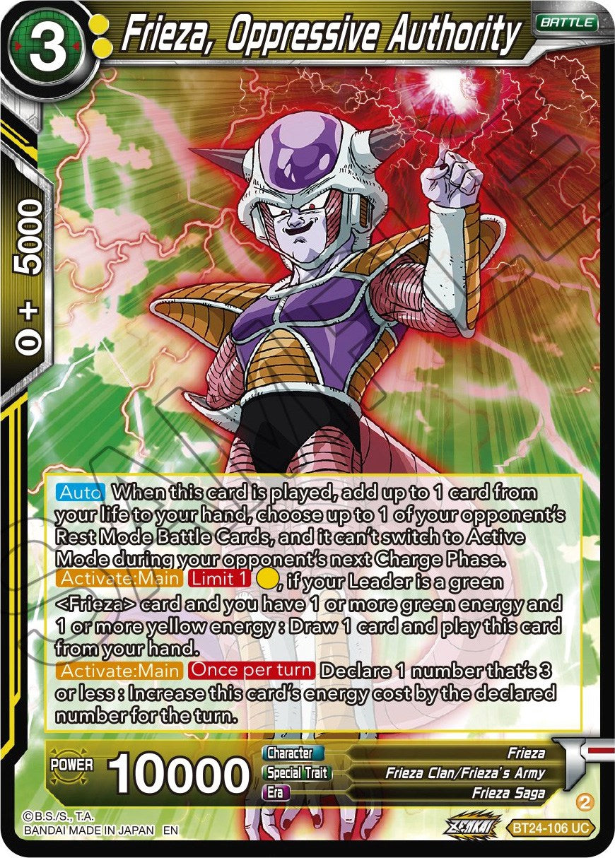 Frieza, Oppressive Authority (BT24-106) [Beyond Generations] | Arkham Games and Comics