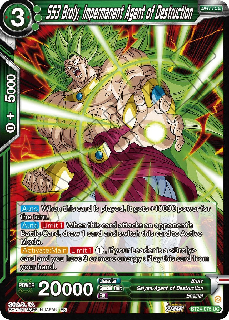 SS3 Broly, Impermanent Agent of Destruction (BT24-075) [Beyond Generations] | Arkham Games and Comics