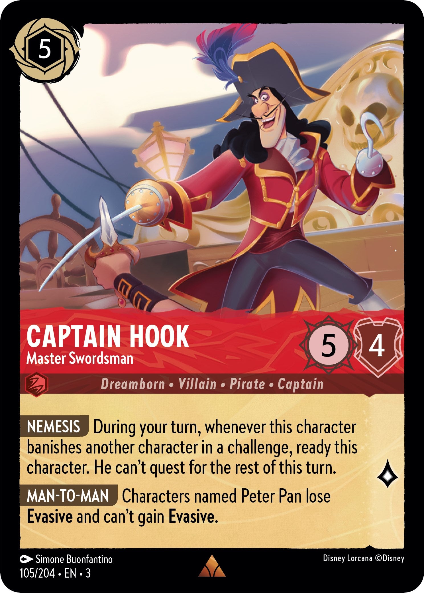 Captain Hook - Master Swordsman (105/204) [Into the Inklands] | Arkham Games and Comics