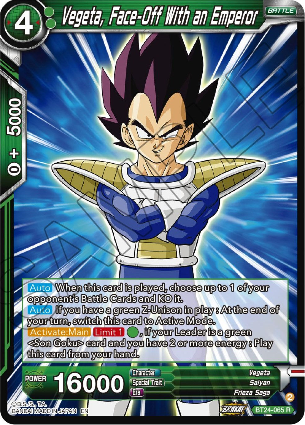 Vegeta, Face-Off With an Emperor (BT24-065) [Beyond Generations] | Arkham Games and Comics