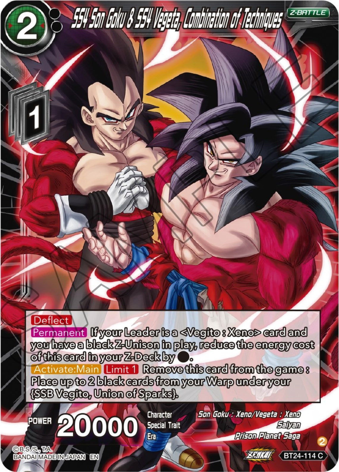 SS4 Son Goku & SS4 Vegeta, Combination of Techniques (BT24-114) [Beyond Generations] | Arkham Games and Comics