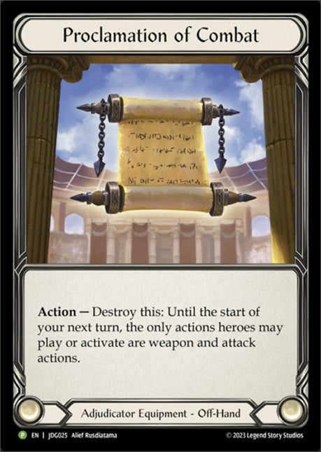 Proclamation of Combat [JDG025] (Promo)  Cold Foil | Arkham Games and Comics