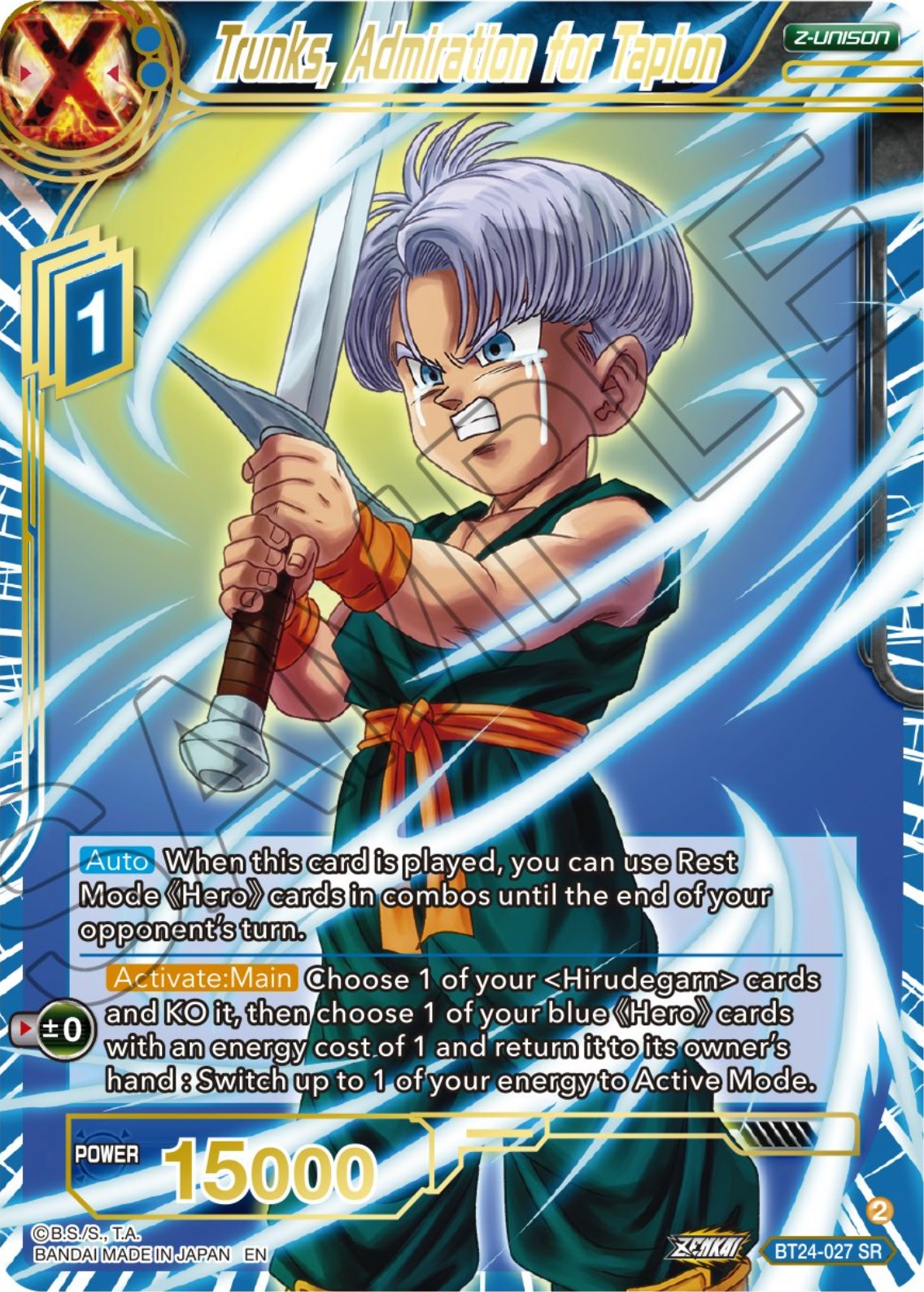 Trunks, Admiration of Tapion (BT24-027) [Beyond Generations] | Arkham Games and Comics