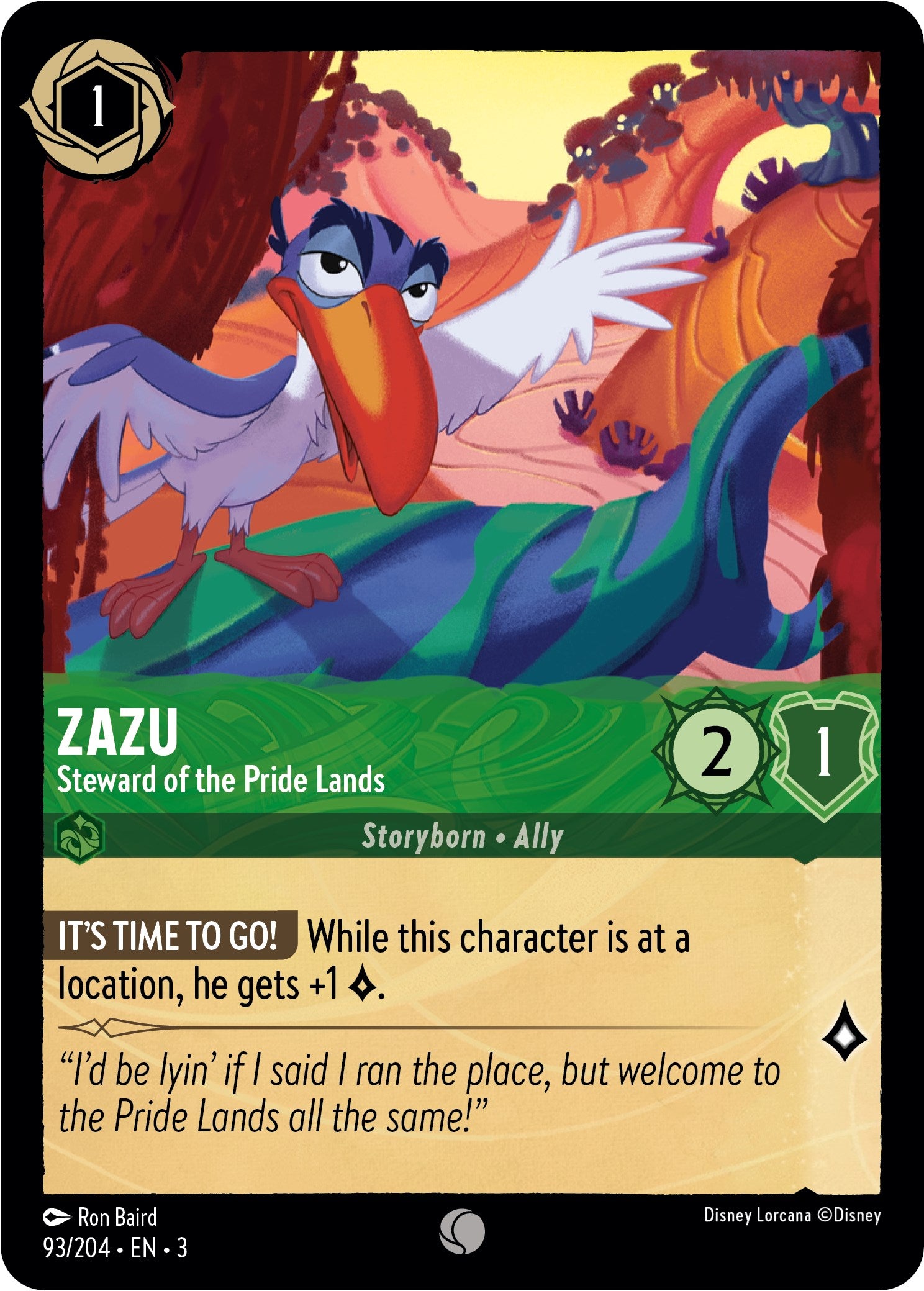 Zazu - Steward of the Pride Lands (93//204) [Into the Inklands] | Arkham Games and Comics