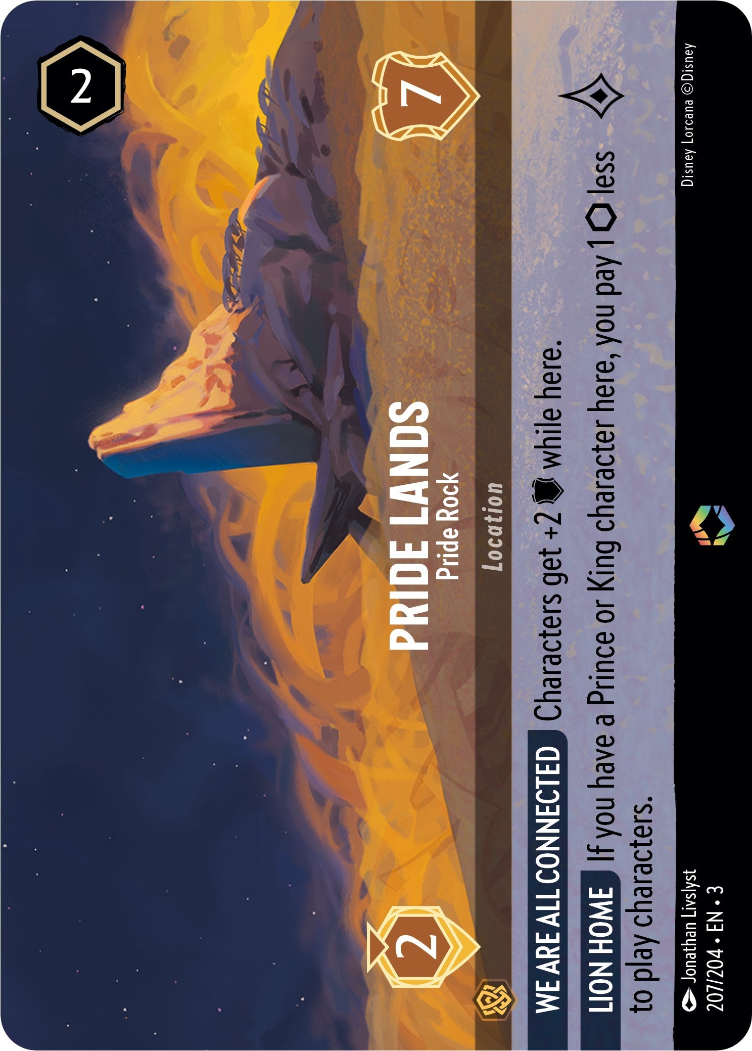 Pride Lands - Pride Rock (Alternate Art) (207/204) [Into the Inklands] | Arkham Games and Comics