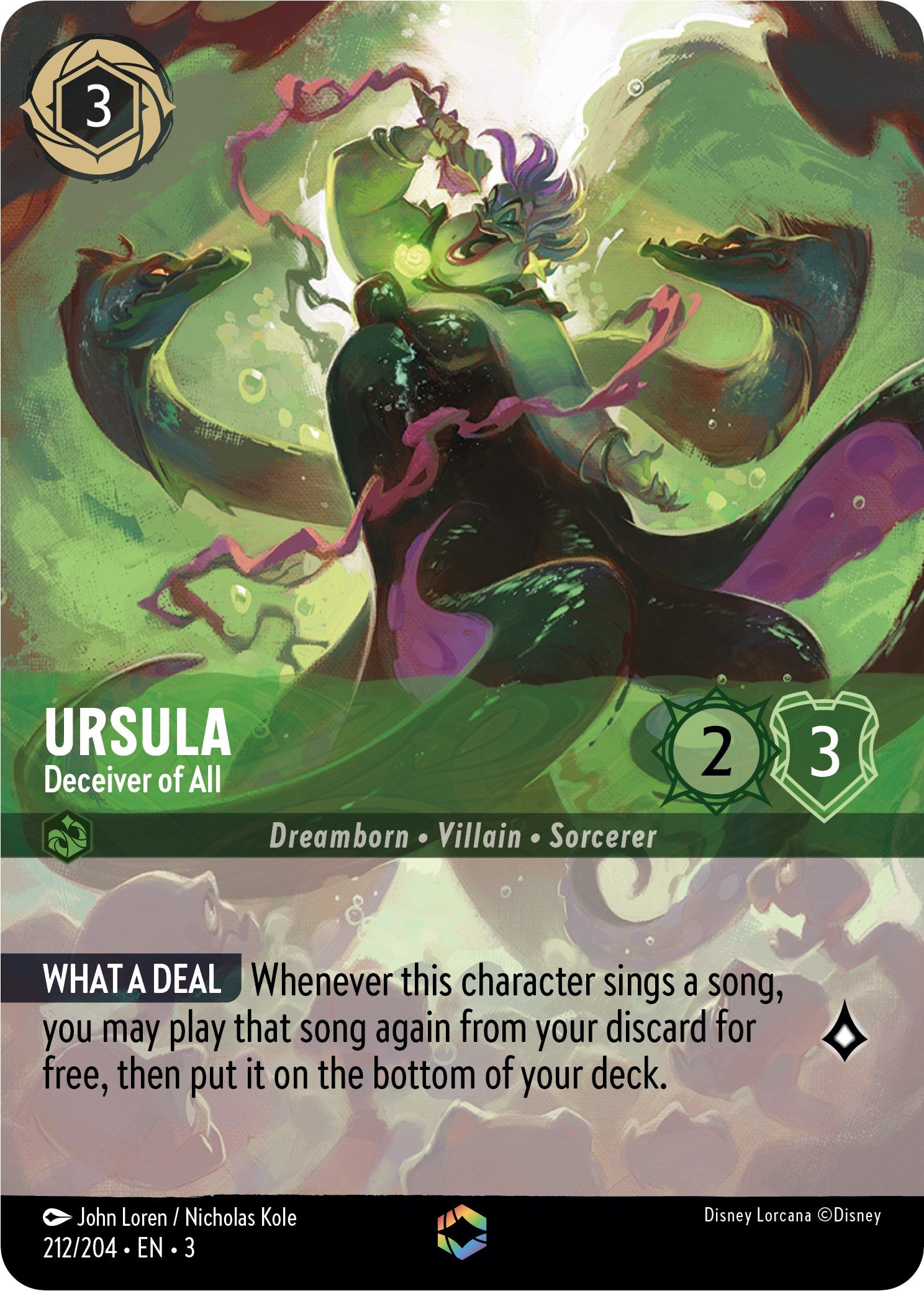 Ursula - Deceiver of All (Alternate Art) (212/204) [Into the Inklands] | Arkham Games and Comics