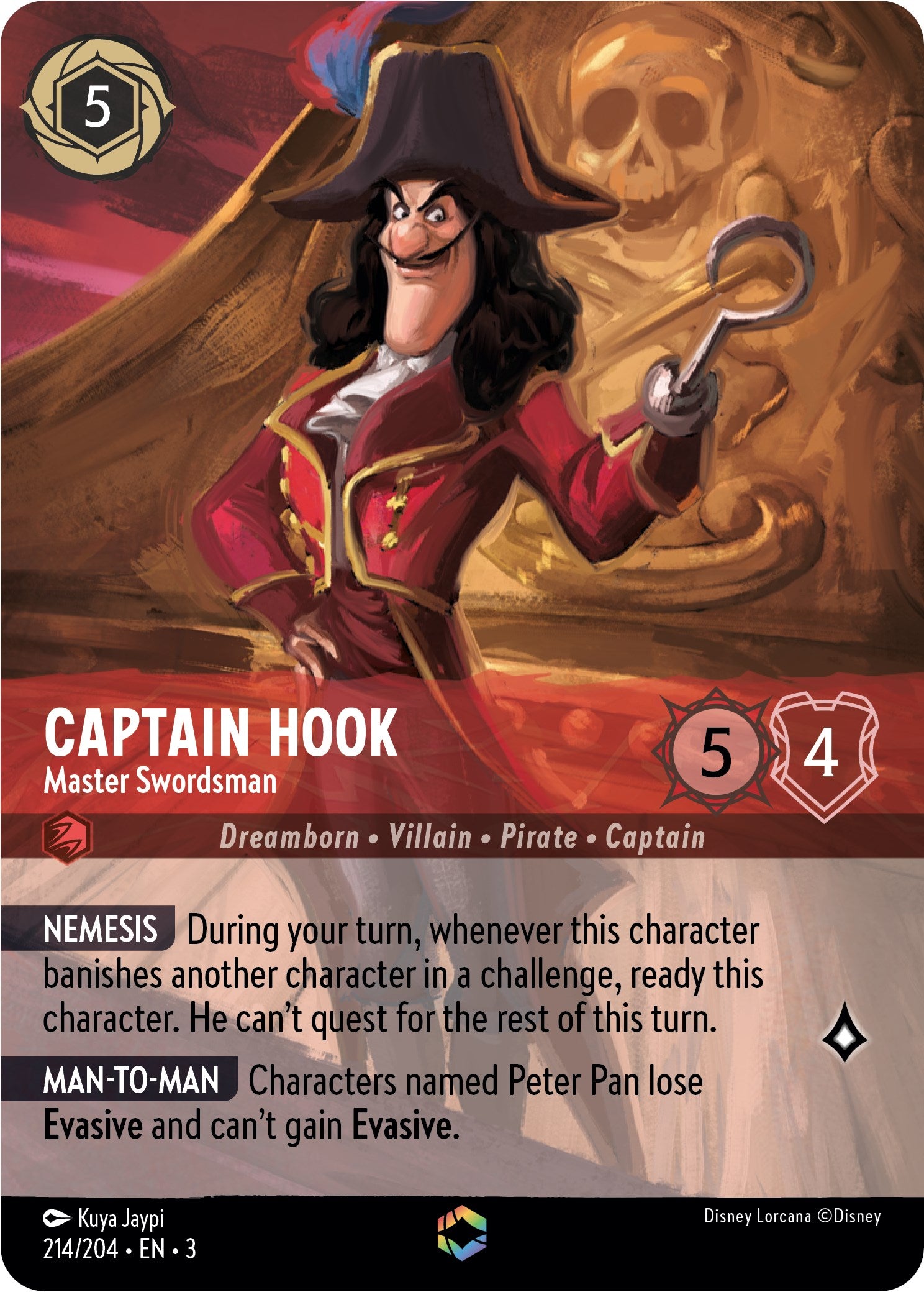 Captain Hook - Master Swordsman (Alternate Art) (214/204) [Into the Inklands] | Arkham Games and Comics