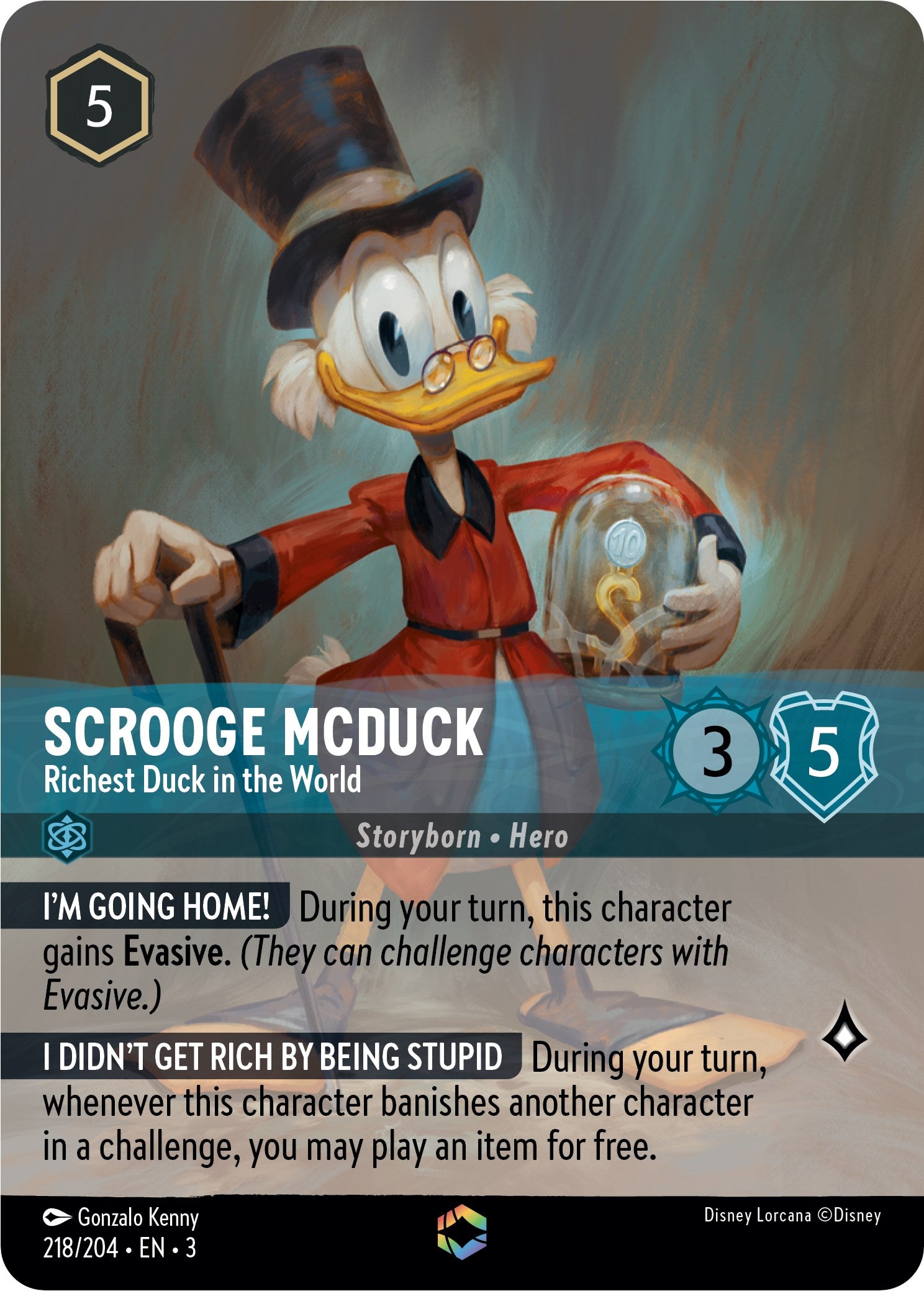 Scrooge McDuck - Richest Duck in the World (Alternate Art) (218/204) [Into the Inklands] | Arkham Games and Comics