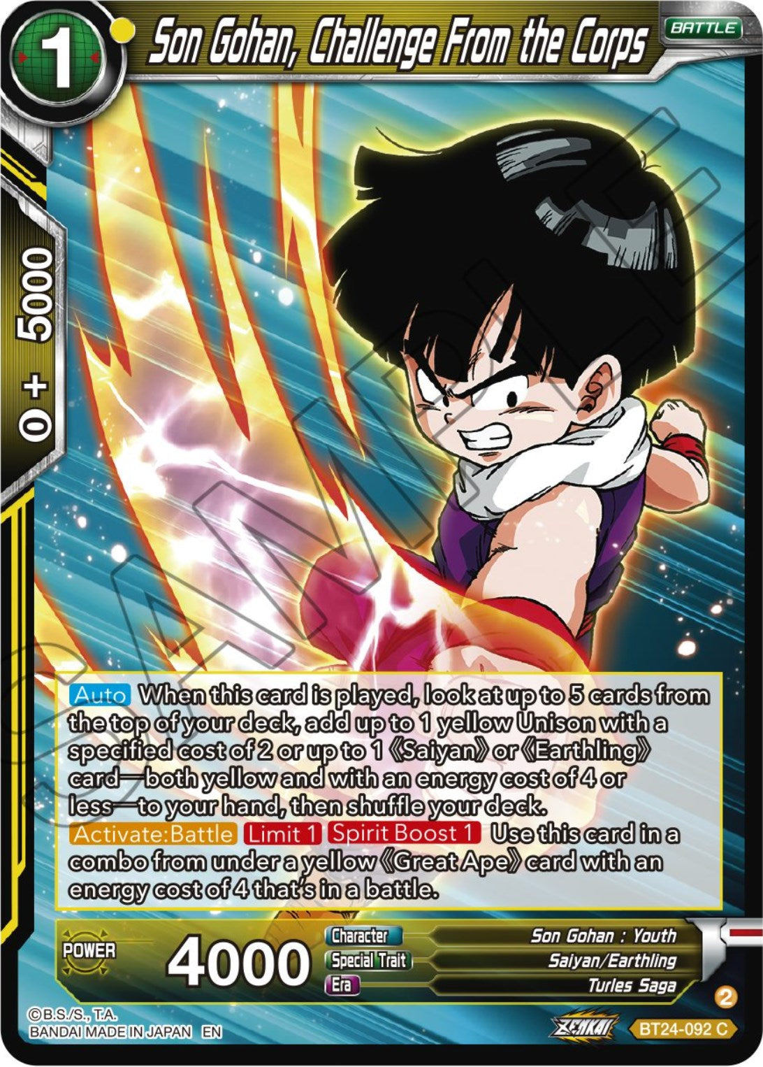 Son Gohan, Challenge From the Corps (BT24-092) [Beyond Generations] | Arkham Games and Comics