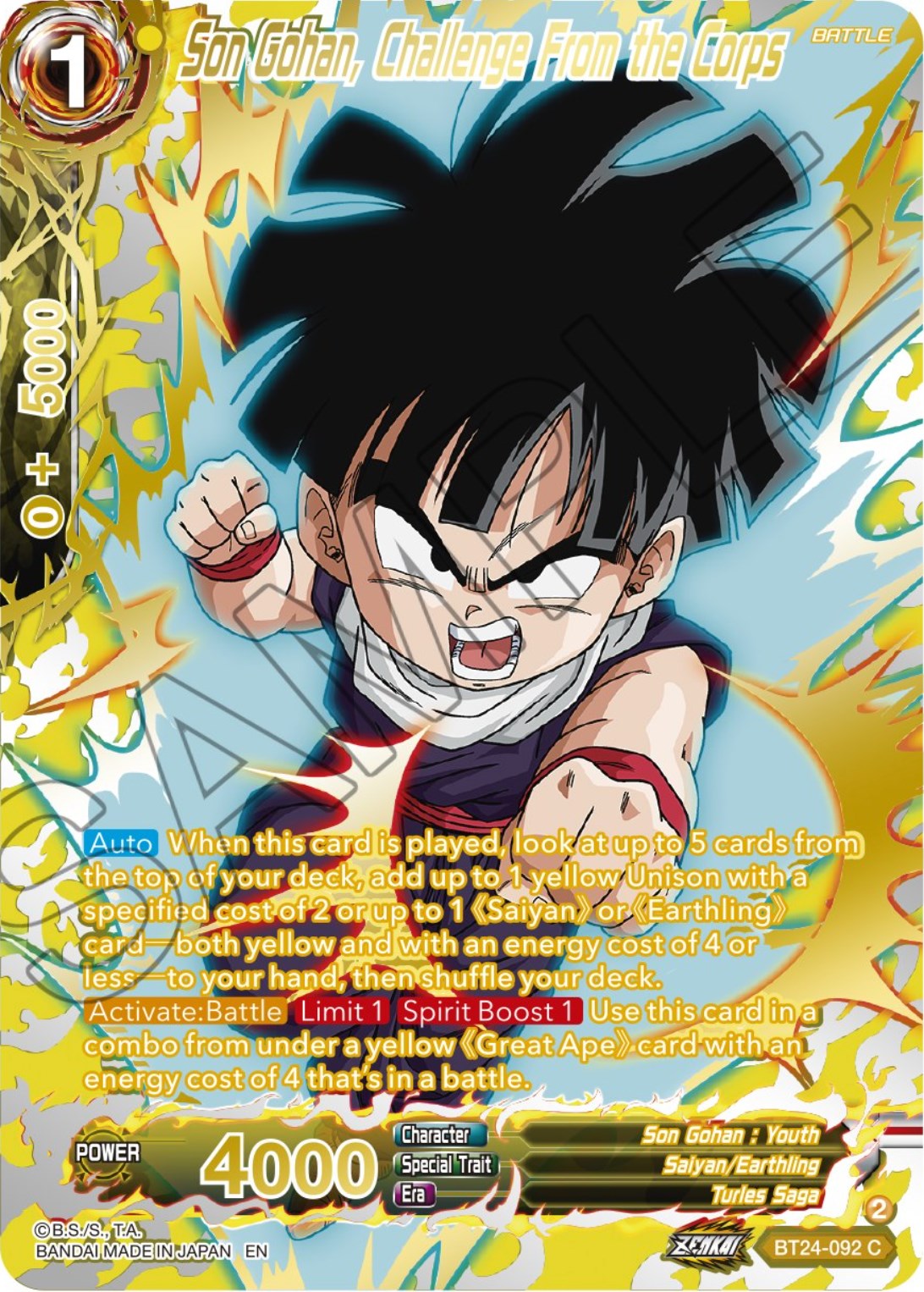 Son Gohan, Challenge From the Corps (Collector Booster) (BT24-092) [Beyond Generations] | Arkham Games and Comics