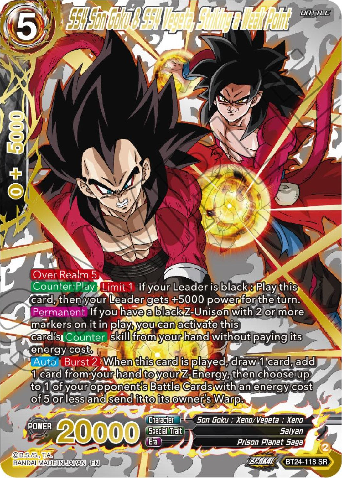 SS4 Son Goku & SS4 Vegeta, Striking a Weak Point (Collector Booster) (BT24-118) [Beyond Generations] | Arkham Games and Comics