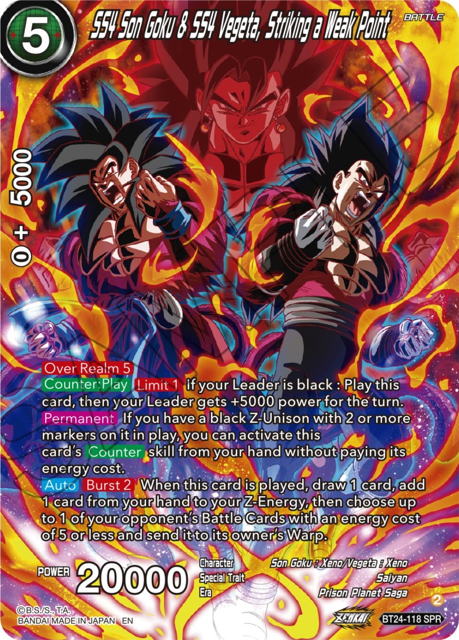 SS4 Son Goku & SS4 Vegeta, Striking a Weak Point (SPR) (BT24-118) [Beyond Generations] | Arkham Games and Comics