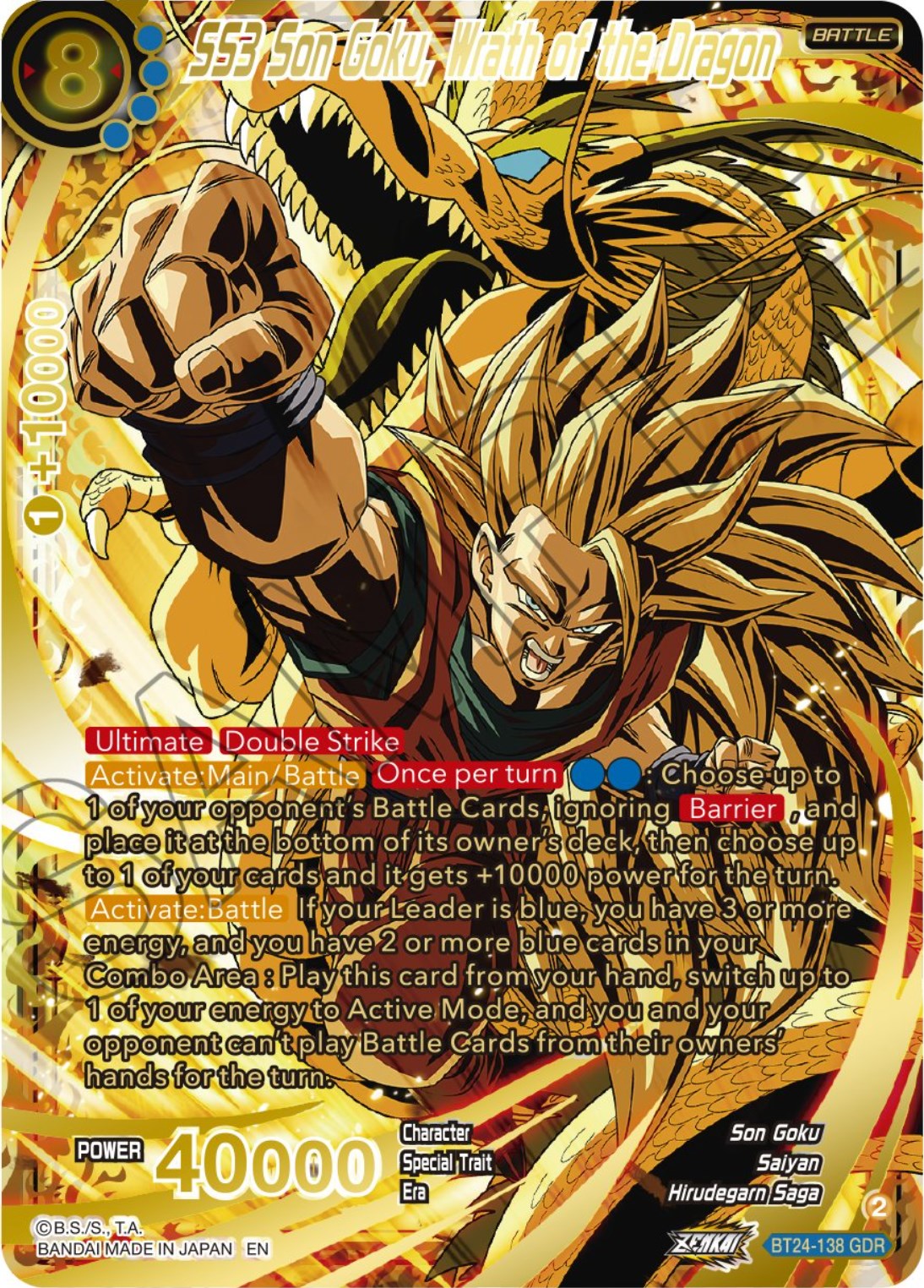 SS3 Son Goku, Wrath of the Dragon (GDR) (BT24-138) [Beyond Generations] | Arkham Games and Comics