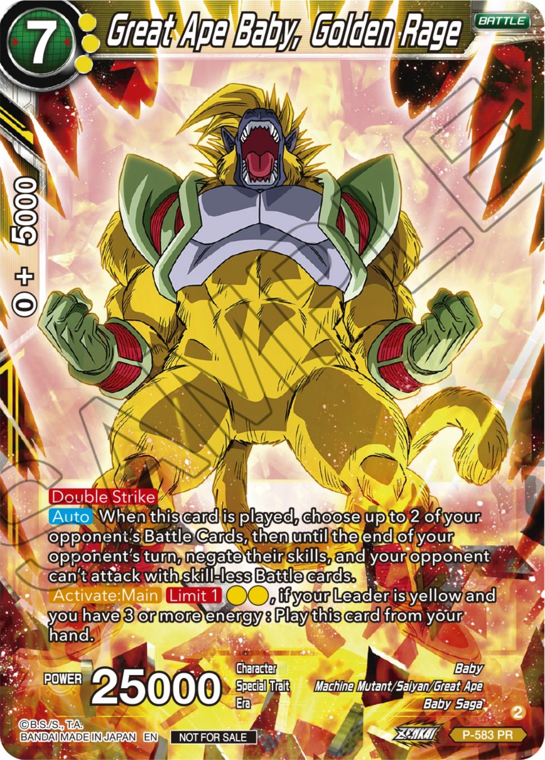 Great Ape Baby, Golden Rage (Zenkai Series Tournament Pack Vol.7) (P-583) [Tournament Promotion Cards] | Arkham Games and Comics