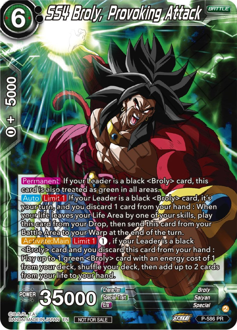 SS4 Broly, Provoking Attack (Zenkai Series Tournament Pack Vol.7) (P-586) [Tournament Promotion Cards] | Arkham Games and Comics