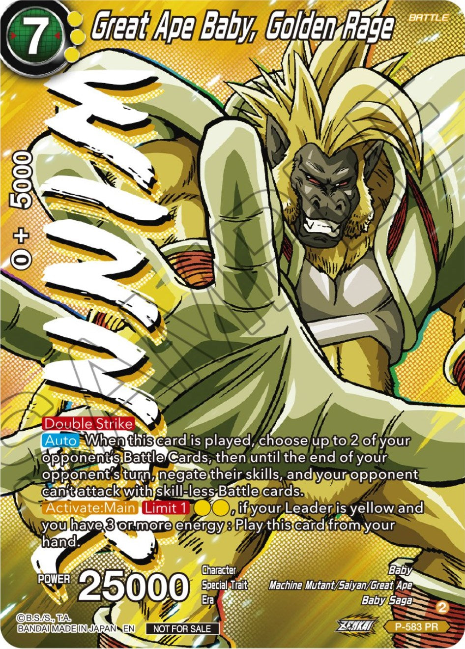 Great Ape Baby, Golden Rage (Zenkai Series Tournament Pack Vol.7) (Winner) (P-583) [Tournament Promotion Cards] | Arkham Games and Comics