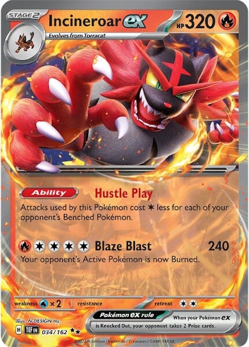 Incineroar ex (034/162) [Scarlet & Violet: Temporal Forces] | Arkham Games and Comics